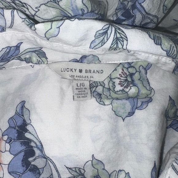 Lucky Brand Blue and Green Floral Shirt - Picture 4 of 5